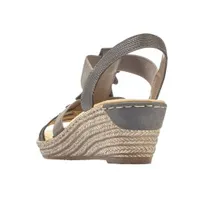 Ripple Grey Tear Drop Applique Wedge Sandal