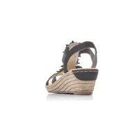 Trinidad Black Flower Wedge Sandal