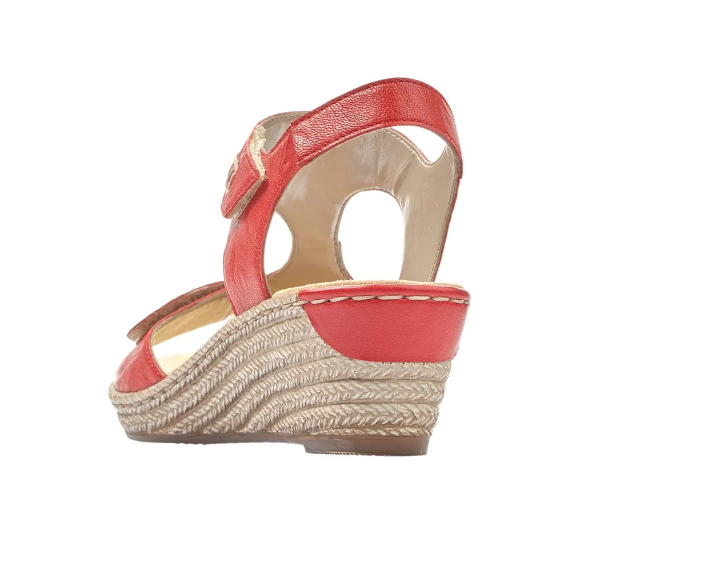 Ottawa Red Leather Wedge Sandal