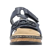 Gurgano Navy Embossed Wedge Slide Sandal