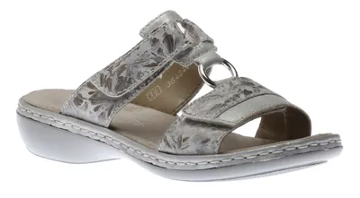 Space White Silver Floral Slide Sandal