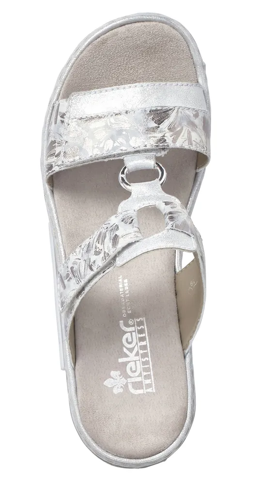 Space White Silver Floral Slide Sandal