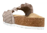 Ruffled Beige Leather Slide Sandal