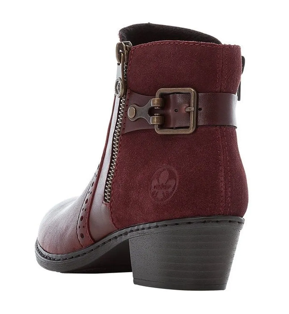 Cristallino Red Leather Western Ankle Boot