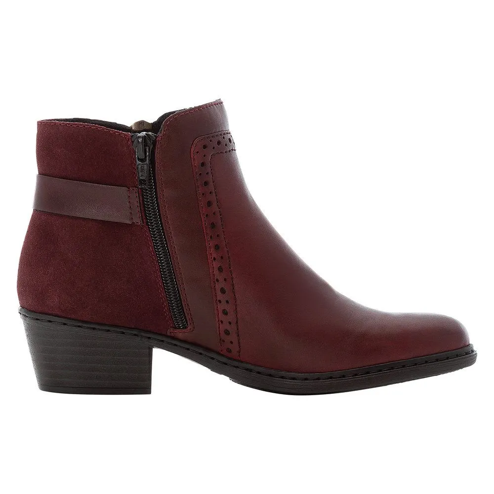 Cristallino Red Leather Western Ankle Boot