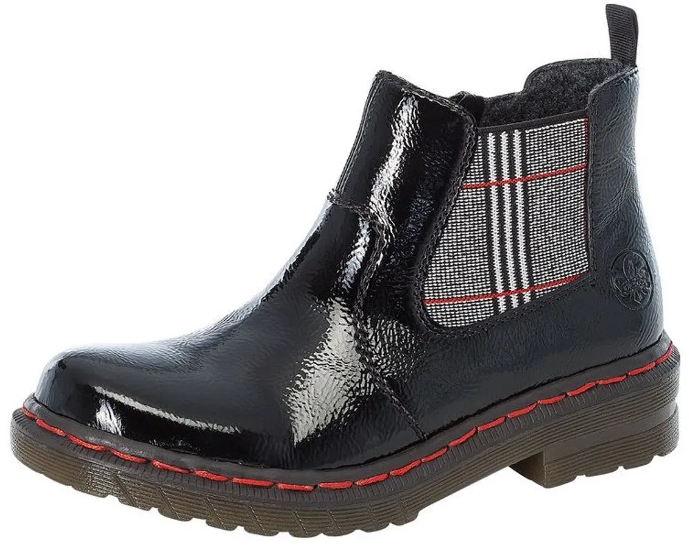 Lagro Black Patent Combat Chelsea Boot