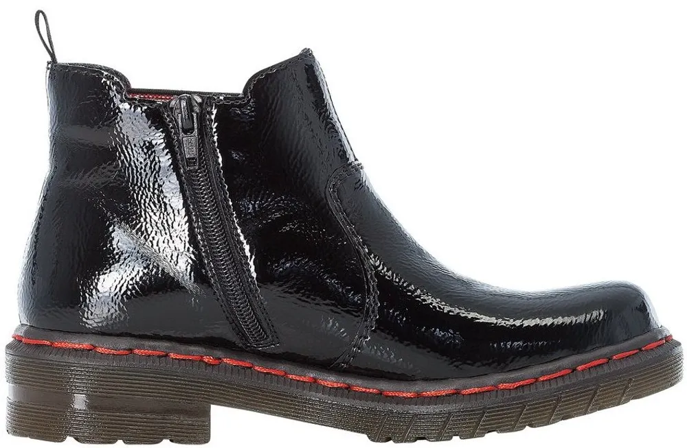 Lagro Black Patent Combat Chelsea Boot