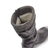 Eagle Black Grey Knit Trim Tall Boot
