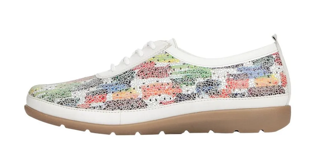 Newark White Multicolour Patchwork Wedge Sneaker