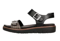 Middlesbrough Black Leather Square Buckle Sandal