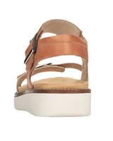 Toulouse Brown & White Leather Square Buckle Sandal