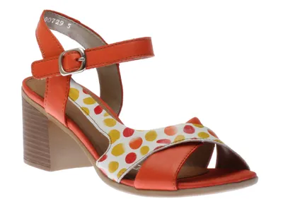 Odeon Orange Polka Dot Block Heel Sandal