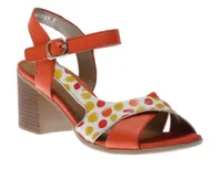 Odeon Orange Polka Dot Block Heel Sandal