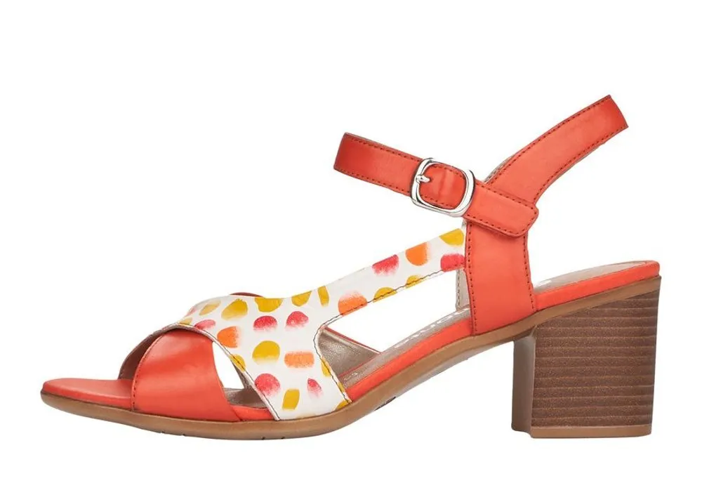 Odeon Orange Polka Dot Block Heel Sandal