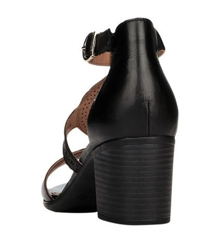 Odeon Black Perforated Leather Block Heel Sandal