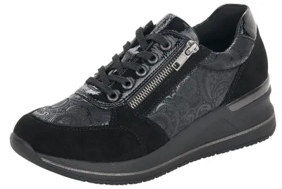 Savoia Black Paisley Lace-Up Wedge Sneaker