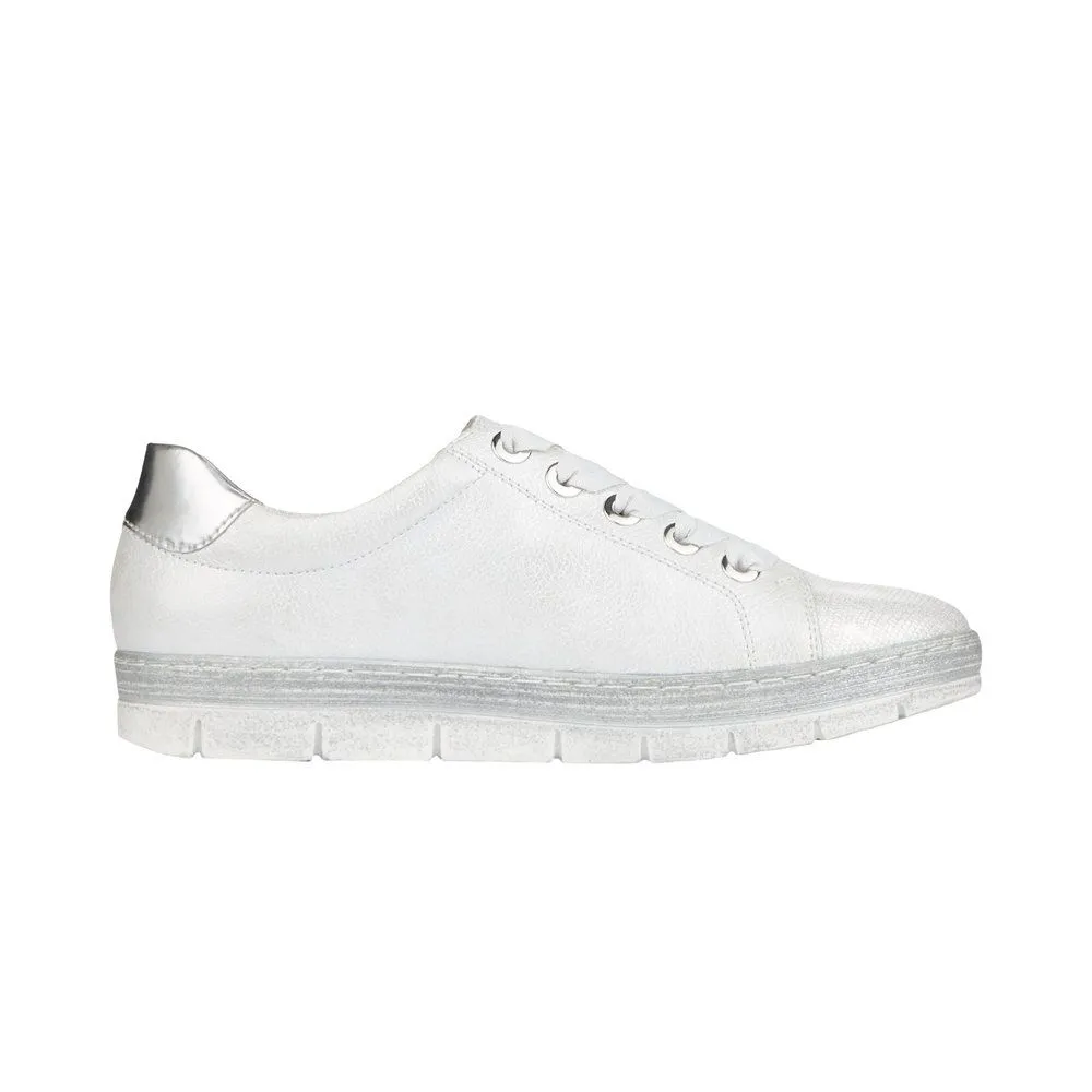 Toulan Metallic White Silver Lace-Up Sneaker