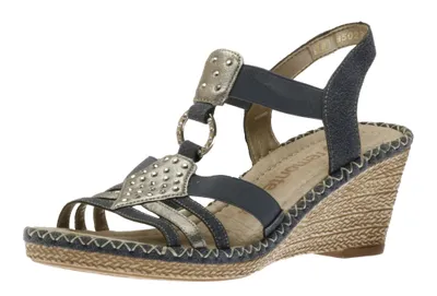 Eagle Denim Blue Silver Wedge Sandal