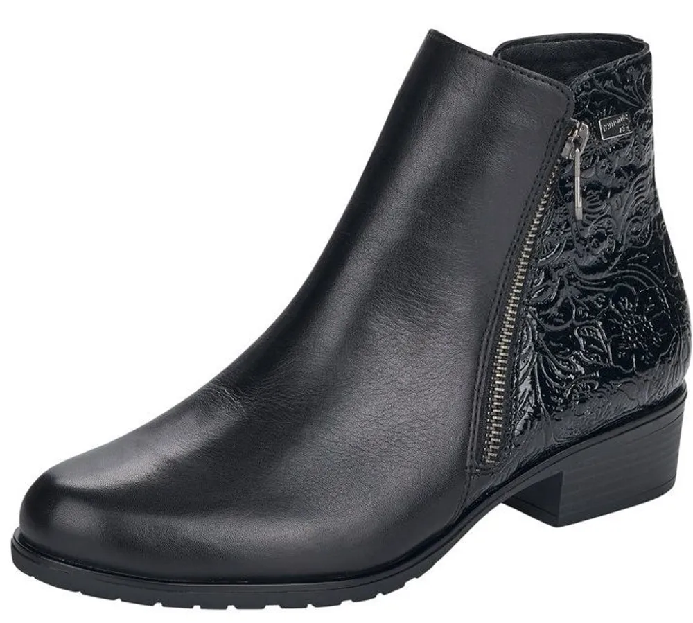 Cristallino Black Paisley Embossed Leather Ankle Boot