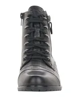 Cristallino Black Leather Croc Ankle Boot
