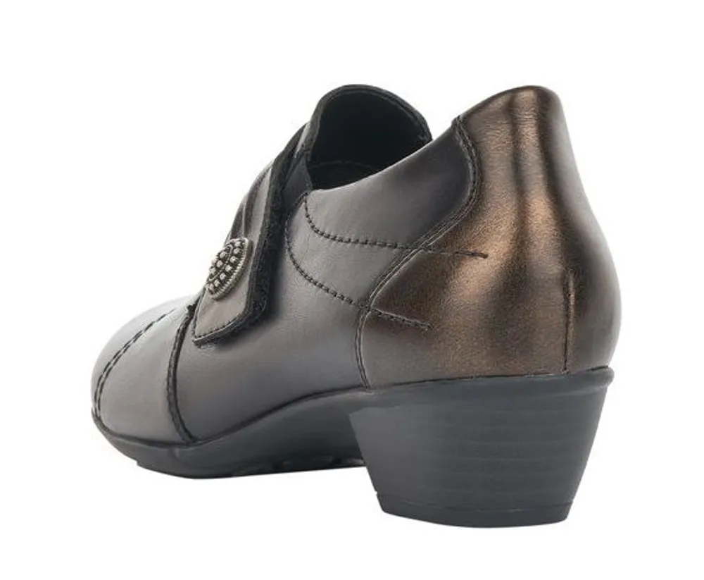 Cristallino Black Bronze Leather Low Heel Slip-On Dress Shoe
