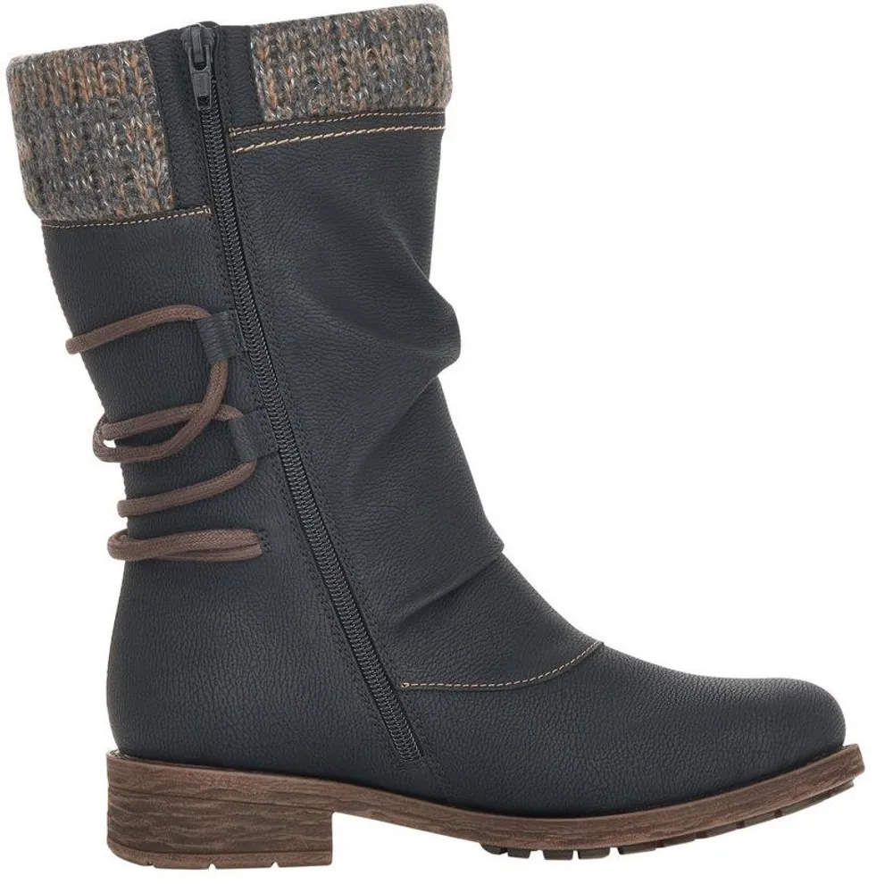 Mombasa Black Knit Mid-Height Boot