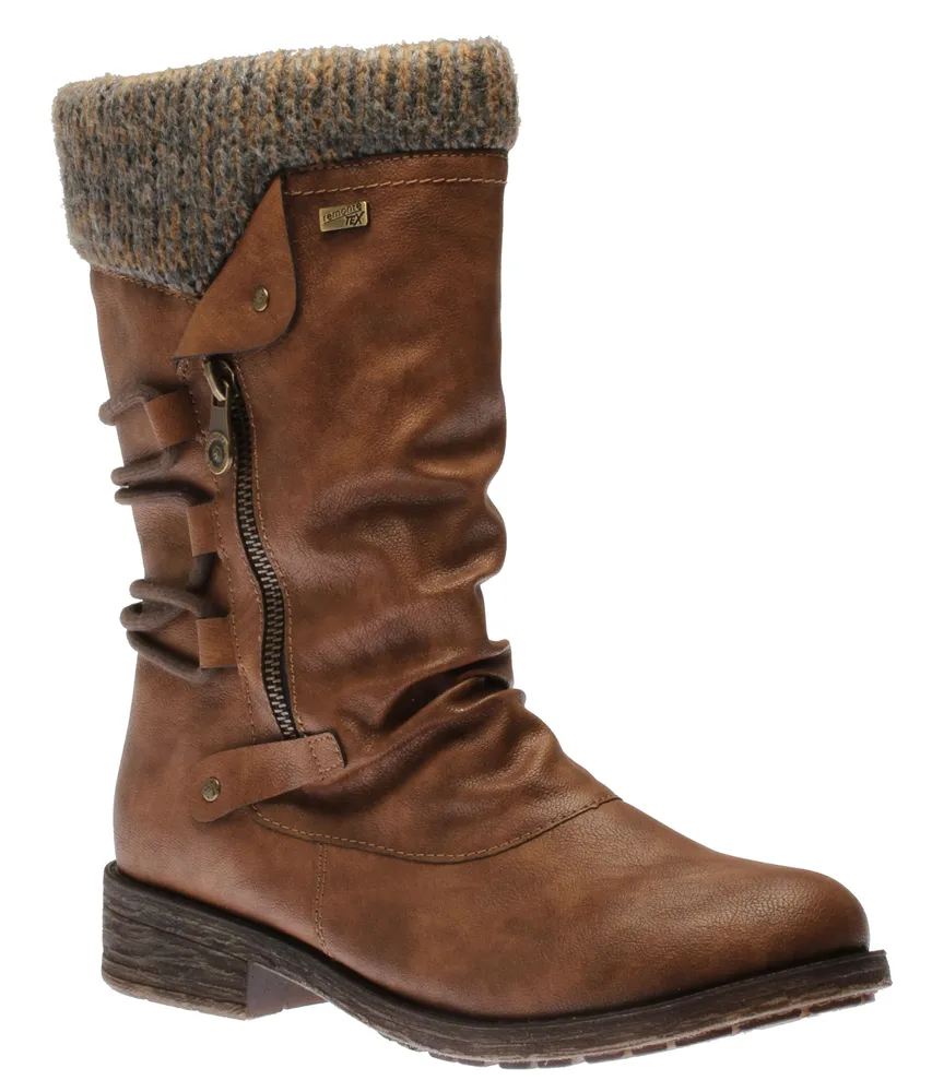 Andros Brown Knit Mid-Height Boot