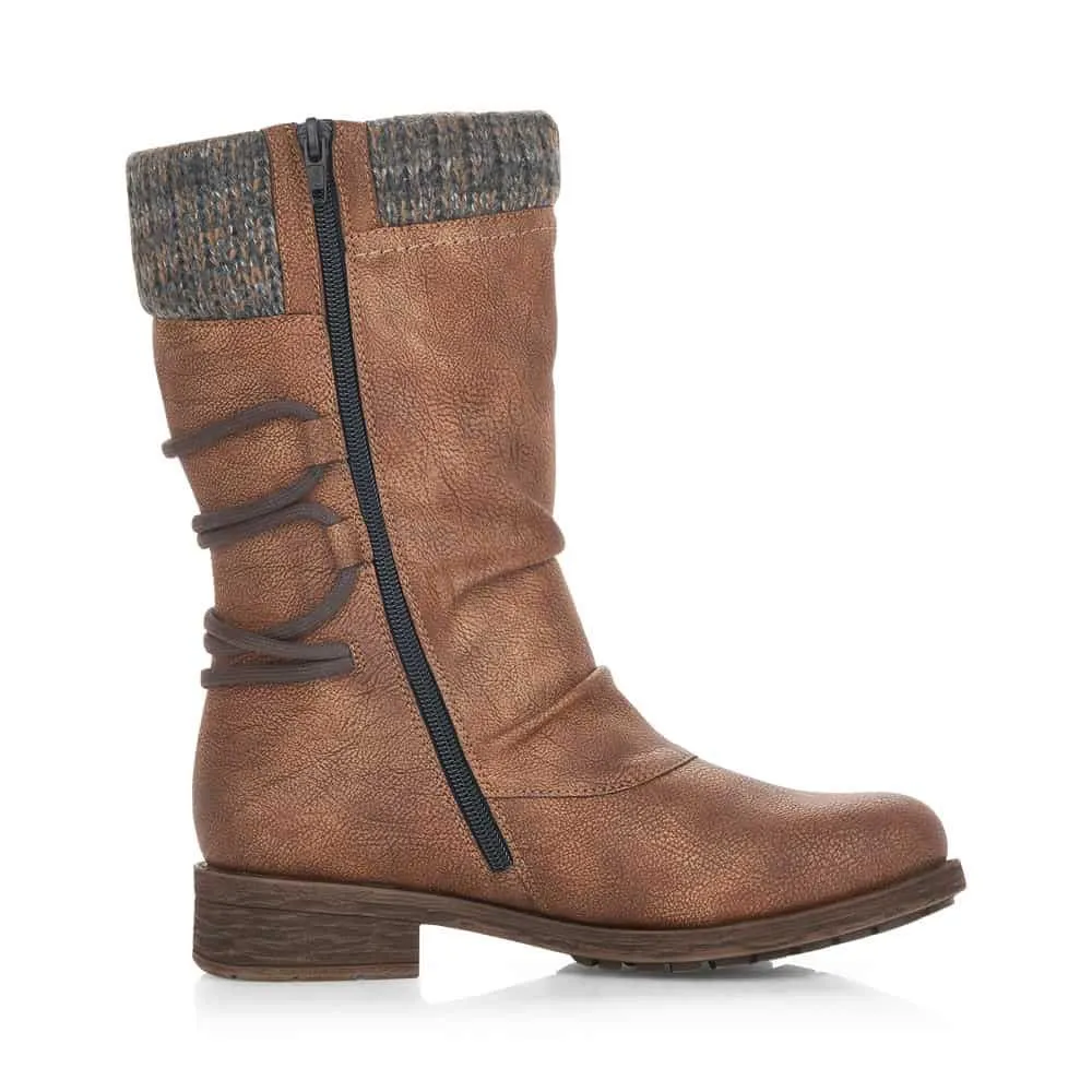 Andros Brown Knit Mid-Height Boot