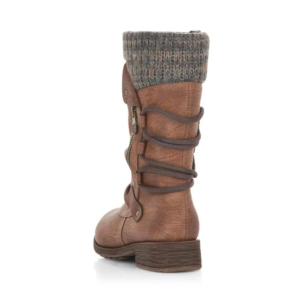 Andros Brown Knit Mid-Height Boot