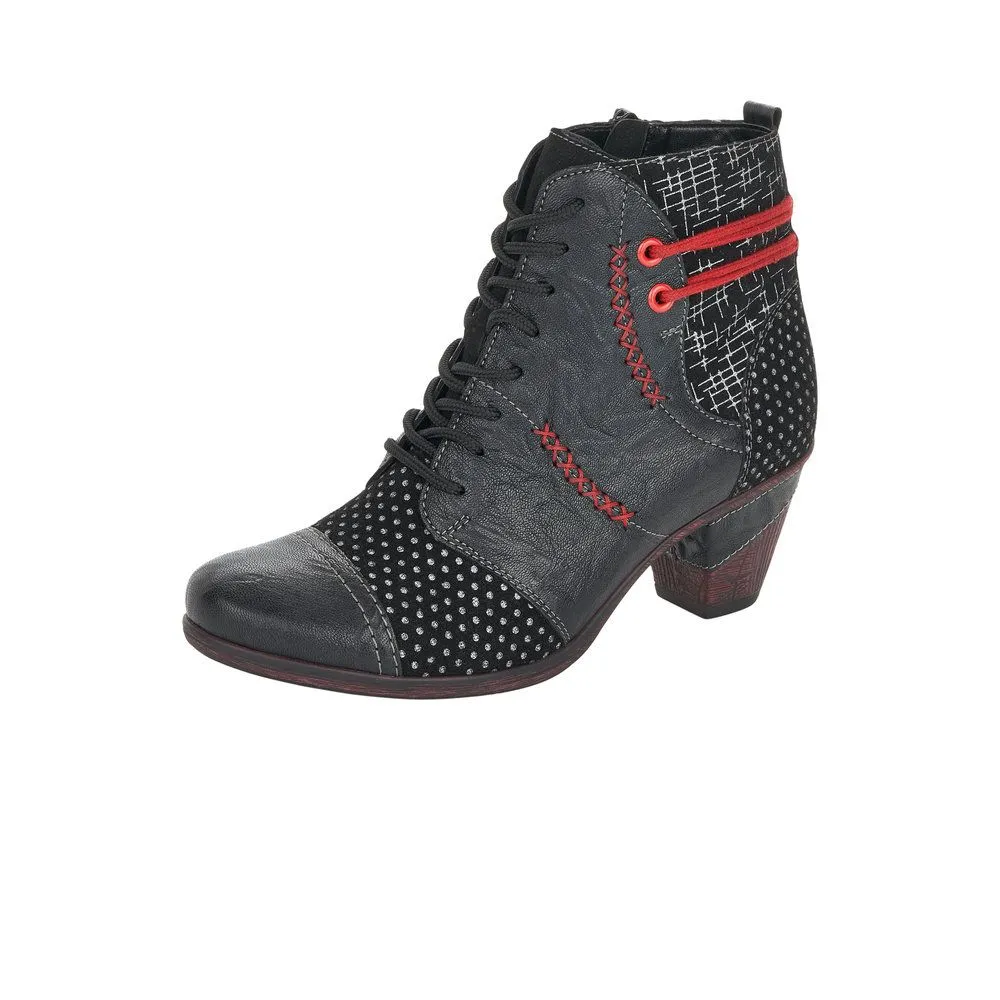 Ottawa Black Red Print Ankle Boot