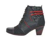 Ottawa Black Red Print Ankle Boot