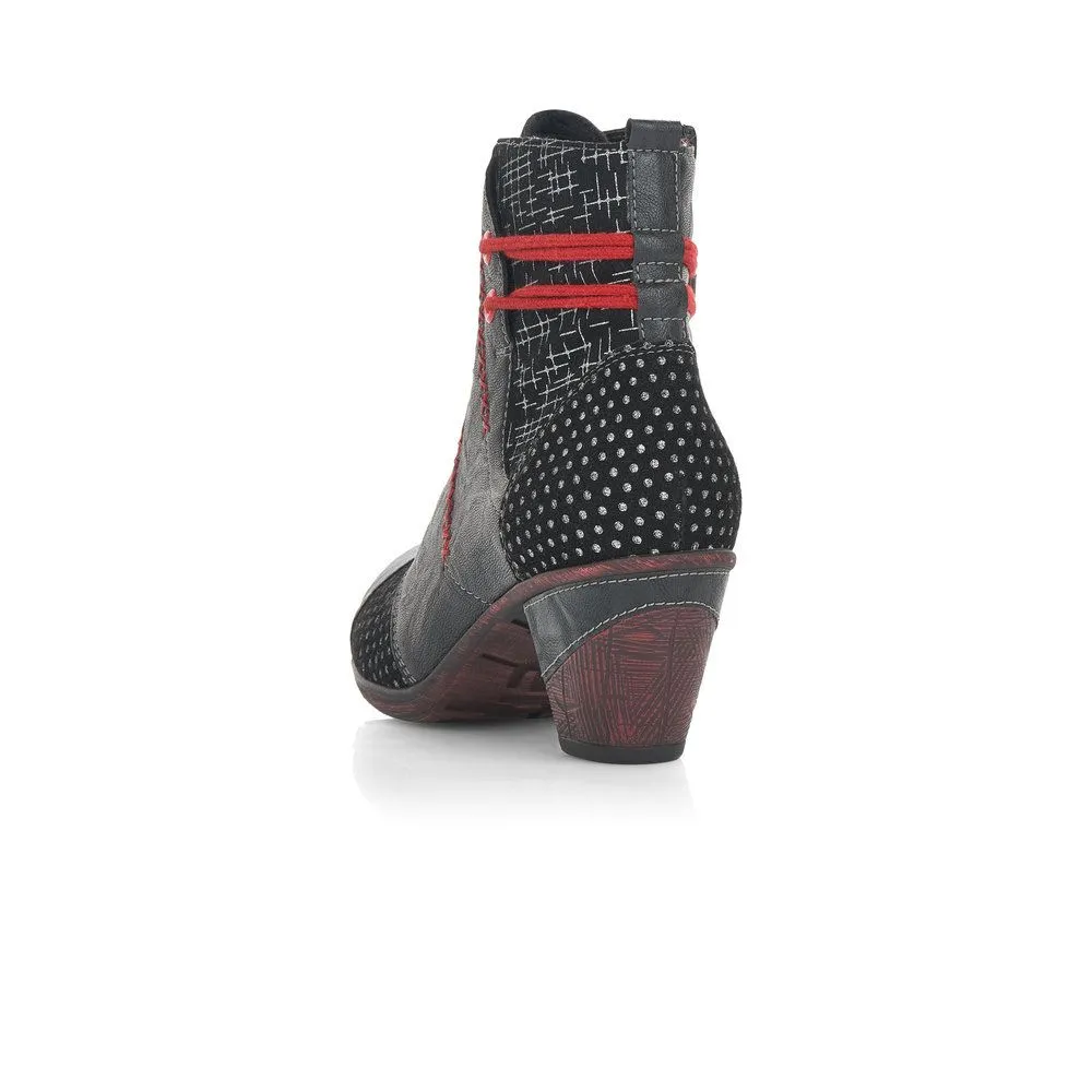 Ottawa Black Red Print Ankle Boot