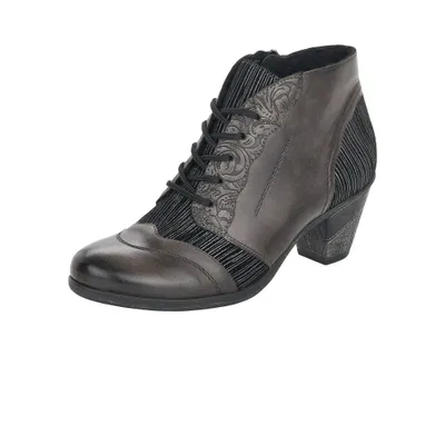Cristallino Grey Leather Embossed Ankle Boot