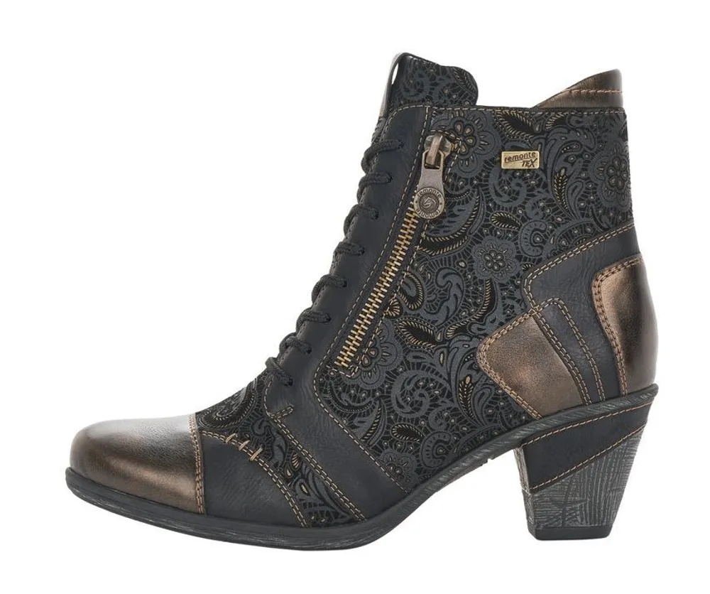 Australia Black Bronze Paisley Ankle Boot