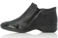 Kame Black Faux Croc Embossed Ankle Boot