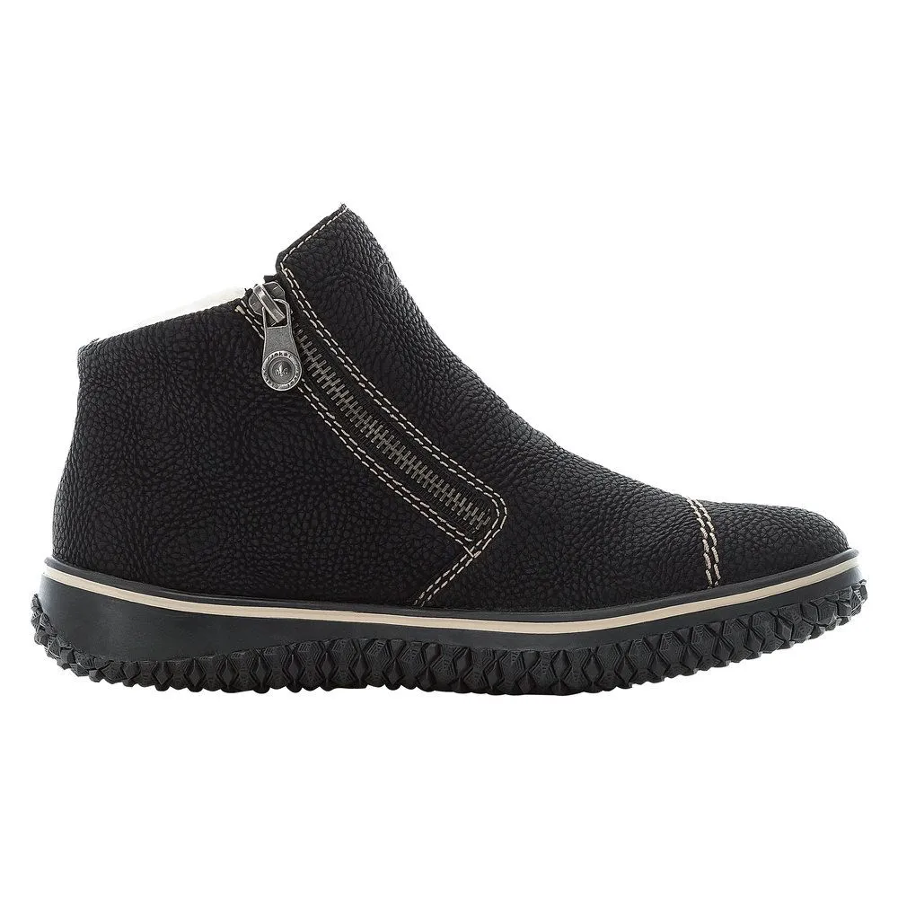 Wildebuk Black Double Zipper Ankle Boot