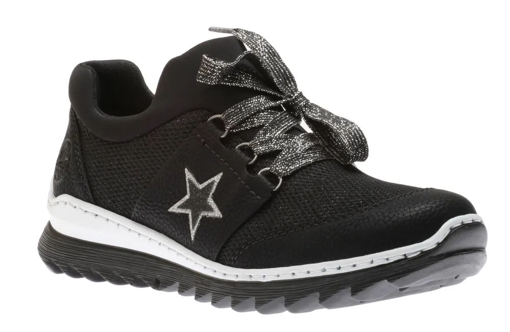 Widebuk Star Black Lace-Up Sneaker