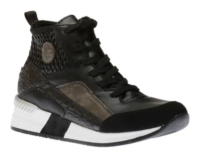 Micro Stretch Black Lace-Up Wedge Sneaker