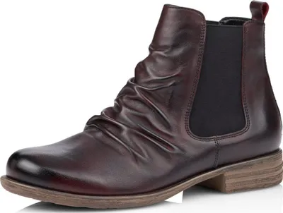 Cristallino Wine Ruched Leather Chelsea Boot