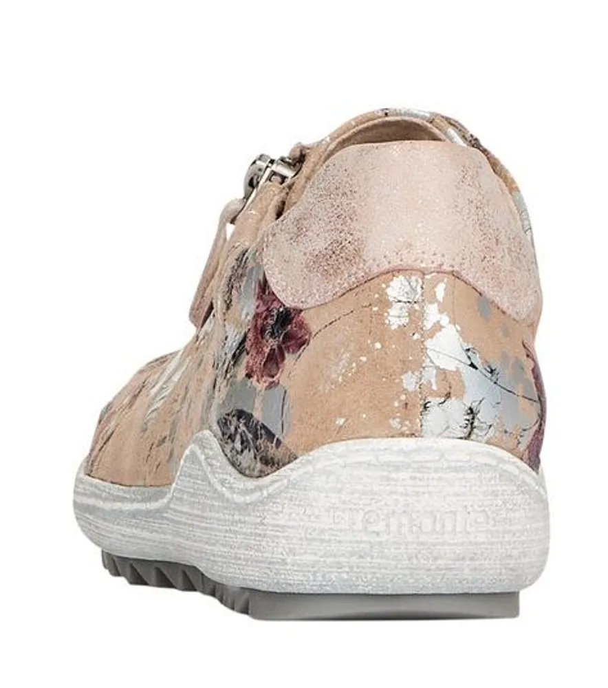 Nanao Beige Metallic Flower Lace-Up Sneaker