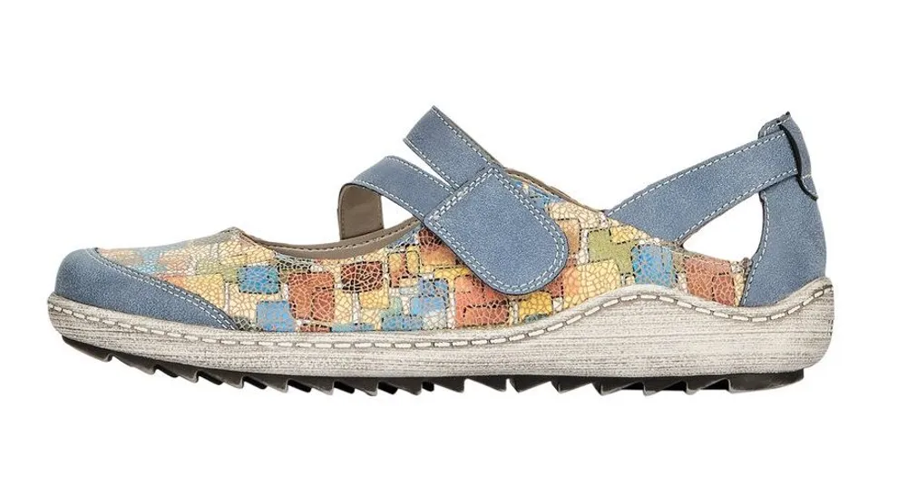 Odense Blue Multicolour Mary Jane Flat Shoe