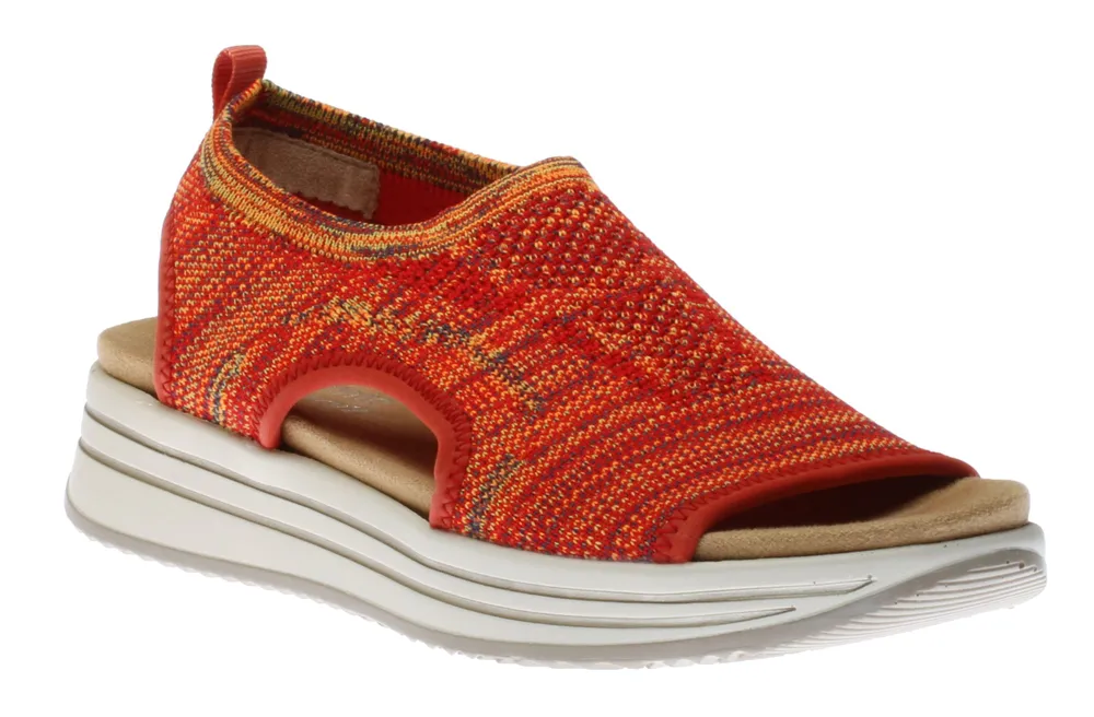 Knitup84 Orange Red Low Wedge Sandal