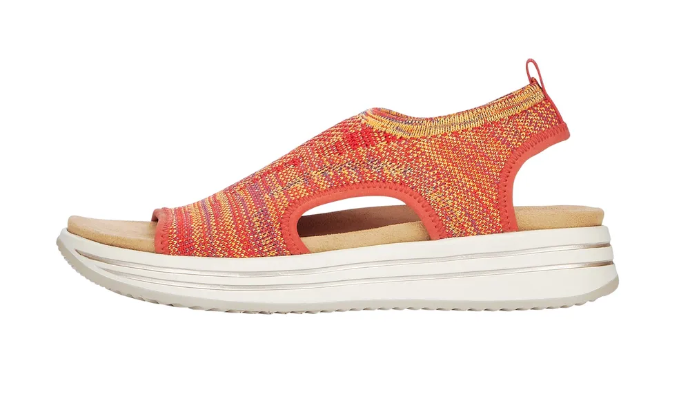 Knitup84 Orange Red Low Wedge Sandal