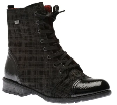 Largo Black Grey Tartan Ankle Dress Boot