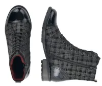 Largo Black Grey Tartan Ankle Dress Boot