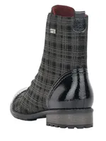 Largo Black Grey Tartan Ankle Dress Boot