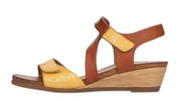 Odeon Brown Yellow Flower Print Wedge Sandal