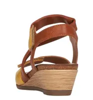 Odeon Brown Yellow Flower Print Wedge Sandal