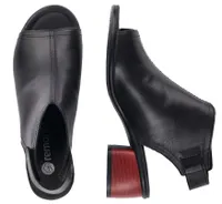 Odean Black Leather Chunky Heel Sandal
