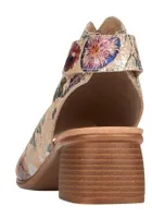 Odean Beige Metallic Flower Chunky Heel Sandal